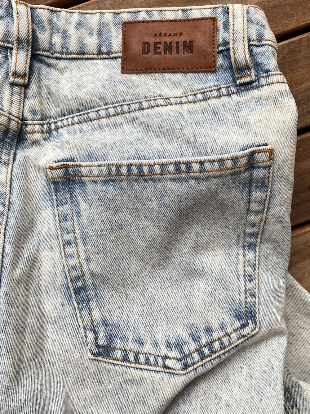 Sezane Edge Blue 100% Organic Cotton Button-Fly High-Waist Jeans - Picture 7 of 12
